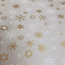 Mitteldecke 80x80cm - Winter, taupe mit Sternkristallen