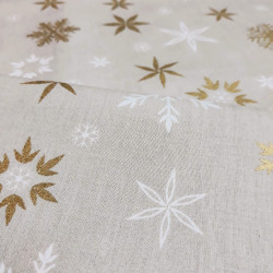 Mitteldecke 80x80cm - Winter, taupe mit Sternkristallen