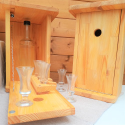 Minibar - Zwitscherkasten, inkl. 4 Schnapsgläser