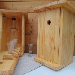 Minibar - Zwitscherkasten, inkl. 3 Schnapsgläser