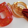 Schlüsselanhänger A-Z in rot/gold "Glitzer & Sterne"