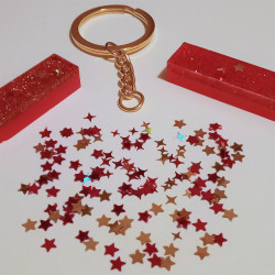 Schlüsselanhänger A-Z in rot/gold "Glitzer & Sterne"