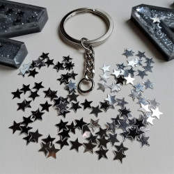 Keychain A-Z in grey/silver "glitter & stars"