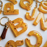 Schlüsselanhänger A-Z in gelb/gold "Glitzer & Sterne"