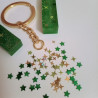 Keychain A-Z in green/gold "glitter & stars"