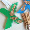 Schlüsselanhänger A-Z in grün/Kork