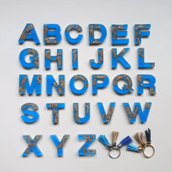 Keychain A-Z in blue/cork