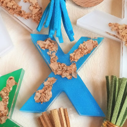 Schlüsselanhänger A-Z in blau/Kork
