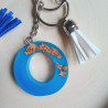 Keychain A-Z in blue/cork