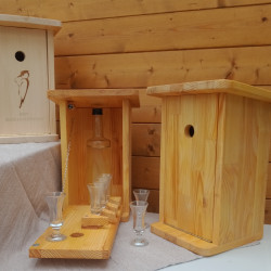 Minibar - Zwitscherkasten, inkl. 3 Schnapsgläser