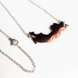 versilberte Halskette mit Holzanhänger | Blanja Shop
