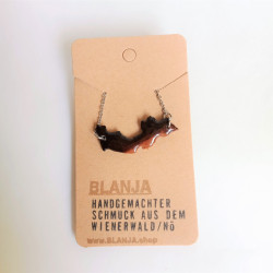 versilberte Halskette mit Holzanhänger | Blanja Shop