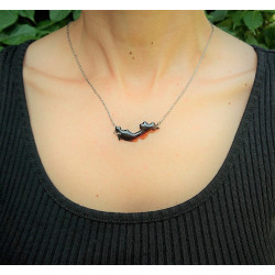 versilberte Halskette mit Holzanhänger | Blanja Shop