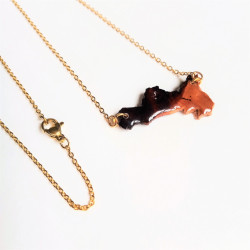 Gold plated necklace with wooden pendant