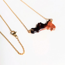 goldene Halskette mit Holzanhänger | Blanja Shop