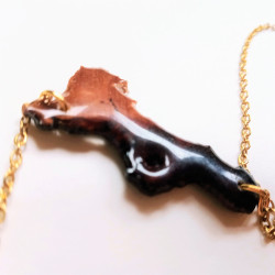goldene Halskette mit Holzanhänger | Blanja Shop