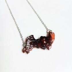 versilberte Kette mit Anhänger und Blattmetall, silber