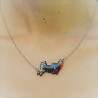 versilberte Kette mit Anhänger und Blattmetall, silber