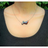 versilberte Kette mit Anhänger und Blattmetall, silber