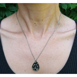 Anhänger, schwarz/Blattmetall + Kette | Blanja Shop