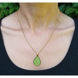 Anhänger, grün/Blattmetall + Kette | Blanja Shop