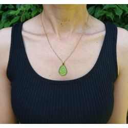 Anhänger, grün/Blattmetall + Kette | Blanja Shop