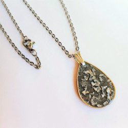 Anhänger, grau/Blattmetall + Kette | Blanja Shop