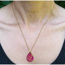 Anhänger, violett/Blattmetall + Kette | Blanja Shop